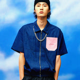 ショートスリーブボンバージャケット/[UNISEX] Short Sleeve Bomber Jacket (Denim)