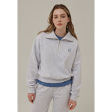 スモールロゴハーフジップアップスウェットシャツ / SMALL LOGO HALF ZIPUP SWEATSHIRT_WHITE MELANGE