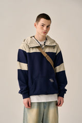 COLOR TONING PATTERN ANORAK -NAVY