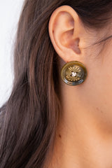 ボタンピアス/Merry,Motive signature button earring (Khaki)