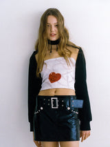 スネークパターンベルトスカート/0 6 snake pattern belt skirt - BLACK