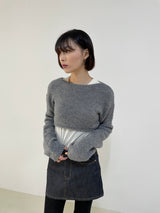 Layering boat neck short knit 