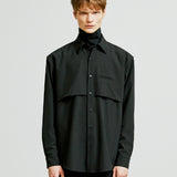 trench welt pocket shirt jacket black (6615488757878)