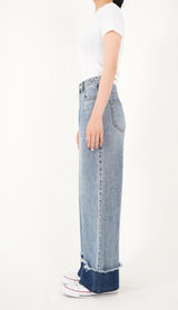 ワイドフィットロールアップデニムパンツ/WIDE FIT LIGHT BLUE ROLL UP DENIM PANTS [16635]
