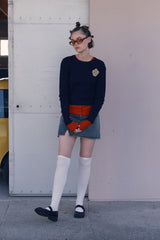 EMBLEM WAPPEN ROUND NECK KNIT [NAVY]