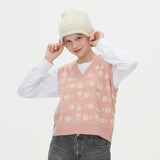FLOWER JAQUARD KNIT VEST_PINK (6610820366454)