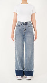 ワイドフィットロールアップデニムパンツ/WIDE FIT LIGHT BLUE ROLL UP DENIM PANTS [16635]