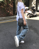 y2k ブルーホワイトローズテイルTシャツ