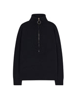HALF ZIP UP PUNCHING ARGYLE SWEATER BLACK (6613773713526)