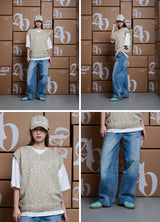 [24SS] シンボルロゴマルチカラーVネックニットベスト RAINBOW