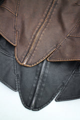 ピグメントウォッシュドレザージャケット/Pigment Washed Leather Jacket - Charcoal