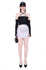 4ウェイマルチトリコットジャージスパンクロップチューブトップ/4-way multi tricot jersey span crop tube top (black)