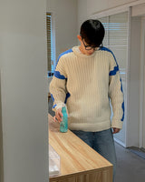フィードカラーエフェクトウェーブリブドニット / feed color effects wave ribbed knit 2color