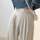 [ハイウェスト］ワンボタンピンタックスラックス / [High waist] one-button pin tuck slacks