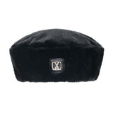 VA Square Stud Fur Beret / Black