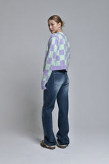 チェックカーディガン / check cardigan (mint)