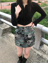 Military cargo mini skirt