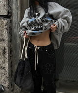 [UNISEX] ウールナッピングフラワーオーバーサイズフィットスウェットシャツ
