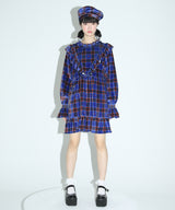 チェックラッフルベイビードールドレス / check ruffle babydoll dress (4193668661366)