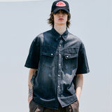 ウォッシュドデニムウェスタンシャツ / WASHED DENIM WESTERN SHIRT BLACK