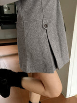 Ant herringbone wool pleated mini dress