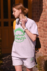 インフィニティーカレッジライフクルーネックアッシュグレイユニセックスTシャツ / Infinite college life crew neck ashgrey Unisex T-shirt