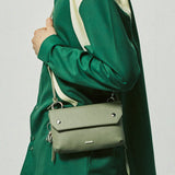 パイピンレザーストラップフラップバッグ＆ユティリティキーリング / piping leather strap flap bag & utility key ring basil