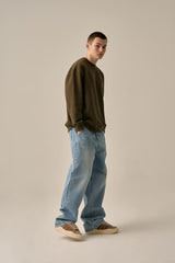 LETTERING LOGO BASIC SWEATSHIRT - KHAKI