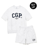 CGP シンプルロゴショートスリーブ クルーネック セットアップ / CGP Arch Logo Short Sleeve Crew Neck Setup_Melange Gray