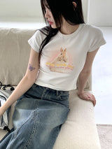 [MADE] エルカバニーラビットプリントクロップド半袖Tシャツ / Elka Bunny Rabbit Print Cropped Short Sleeve T-Shirt