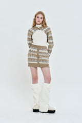 FAIR ISLE KNIT MINI SKIRT [SAND]