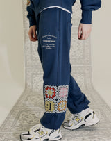 GRANNY SQUARE SWEATPANTS NAVY (6691425812598)
