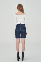 ベルトセット４パートクロップドデニムパンツ/ BELT SET 4 PART CROPPED DENIM PANTS [6812]