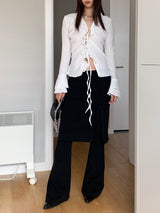 Frill shirring strap blouse