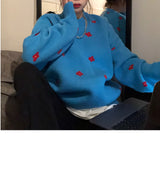 フラワーニット / Blue flower knit