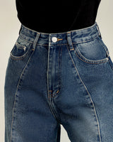 プリヴェラインワイド-レッグデニムジーンズ / PRIVÉ LINED WIDE-LEG DENIM JEANS - CREAM/DENIM BLUE