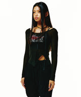 221-U-NECK ROSE RIBBON SLIT T-SHIRTS (6677540208758)