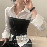 [Tube Top Purchase Window] easel Knit Top Muffler/Scarf Chocusset Up Two Piece - 4 colors