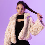 Leopard Crop Fur Jacket (WHITE)
