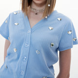 Heart Cardigan [Sky blue] (6593762033782)