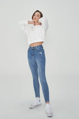 (×)FROMIS_9 NAKYOUNG AND MIJOO WORN HIGH WAIST LIGHT BLUE SKINNY JEAN [6808]
