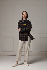 Loose-fit check shirts - Darkgreen (4622121599094)