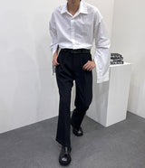 カーリング3タックスラックス/UN718 Curling Three-Tuck Slacks (3 colors)