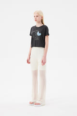 チェリーレースブーツカットパンツ / CHERRY LACE BOOTCUT PANTS [IVORY]