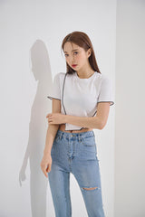 アンバランスクロップTシャツ/TOP(9190) VV Unbalance Crop Tee
