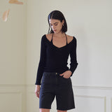 ホルターネックニットトップ/HALTER NECK KNIT TOP (BLACK)