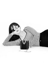 ハウンドチェックスクエアネックラッシュガードトップ/Hound check square neck rash guard top (black)