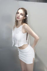 リンクドアイレットスリーブレス / [Seow] Linked eyelet sleeveless, white