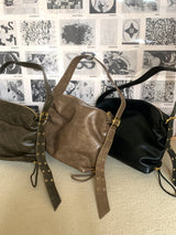 Minte Eyelet Strap Leather Big Shoulder Crossbag