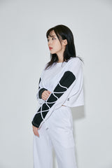 ストリングロングスリーブクロップTシャツ  /(9069) X-String Long Sleeve Crop Tee